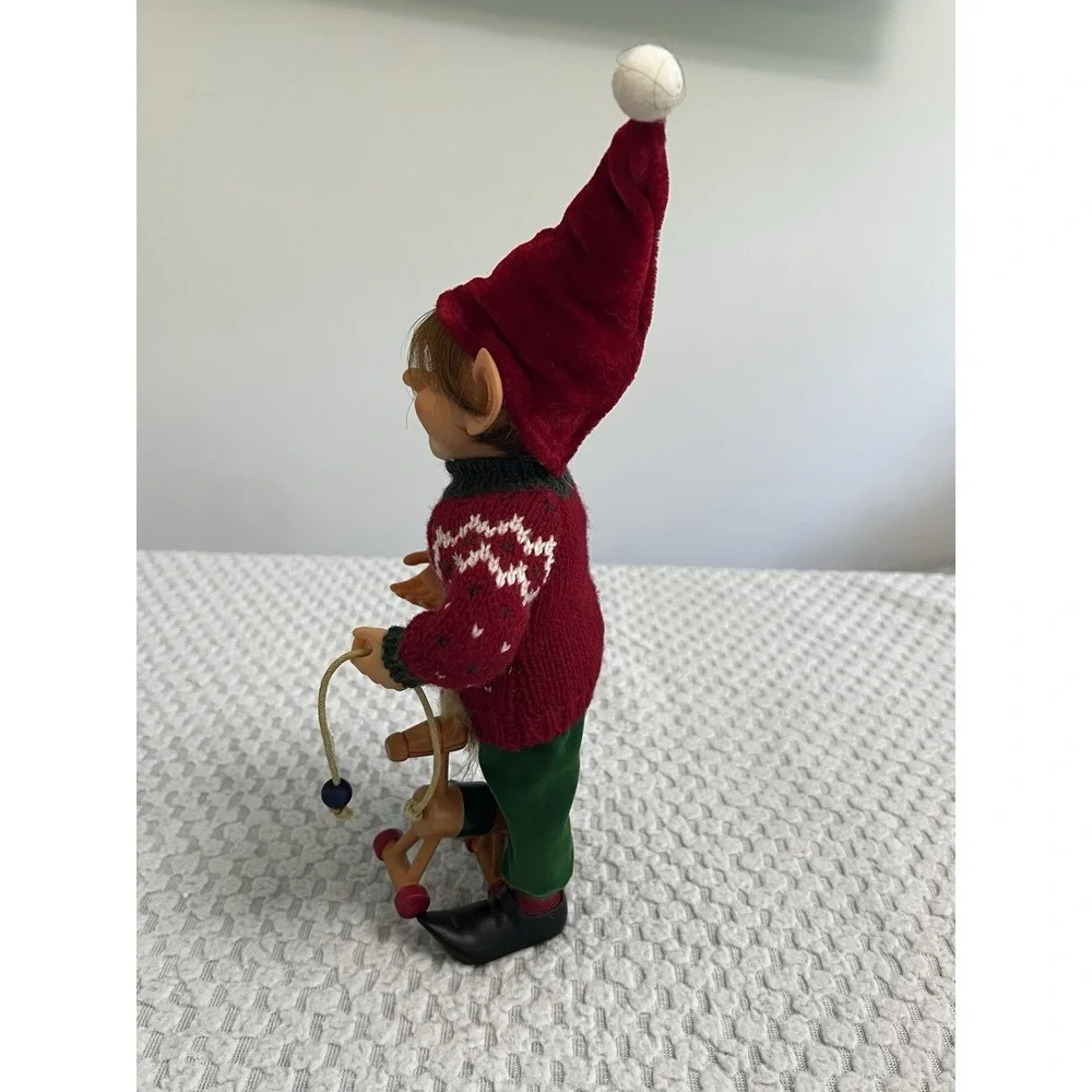 Karen Didion Style Celebrate It Darling Elves Elf With Pull Toy Horse Christmas
